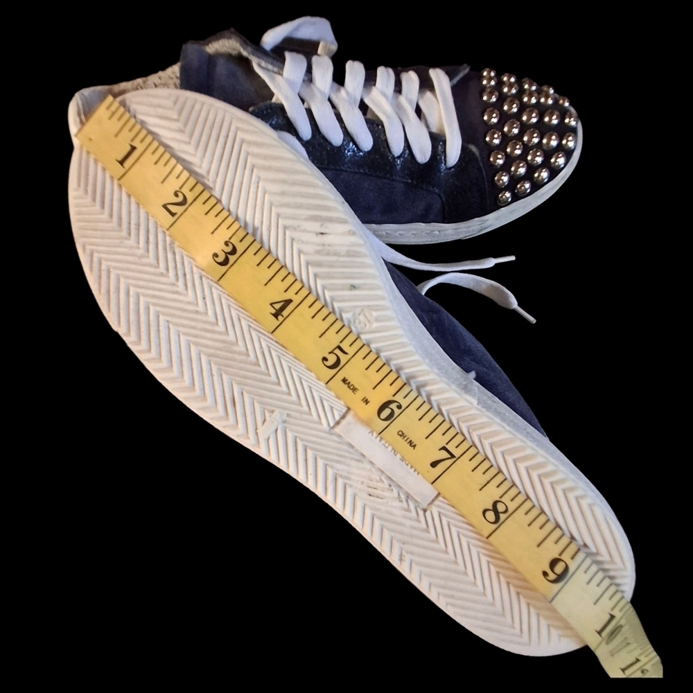 The Shoe Box Studs Side Star Suede Blue Lace-up Sneakers Italy Women Size 37/US7 - Picture 16 of 16